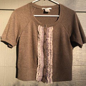 Charlotte Russe Mocha Cardigan with Button-Ruffles